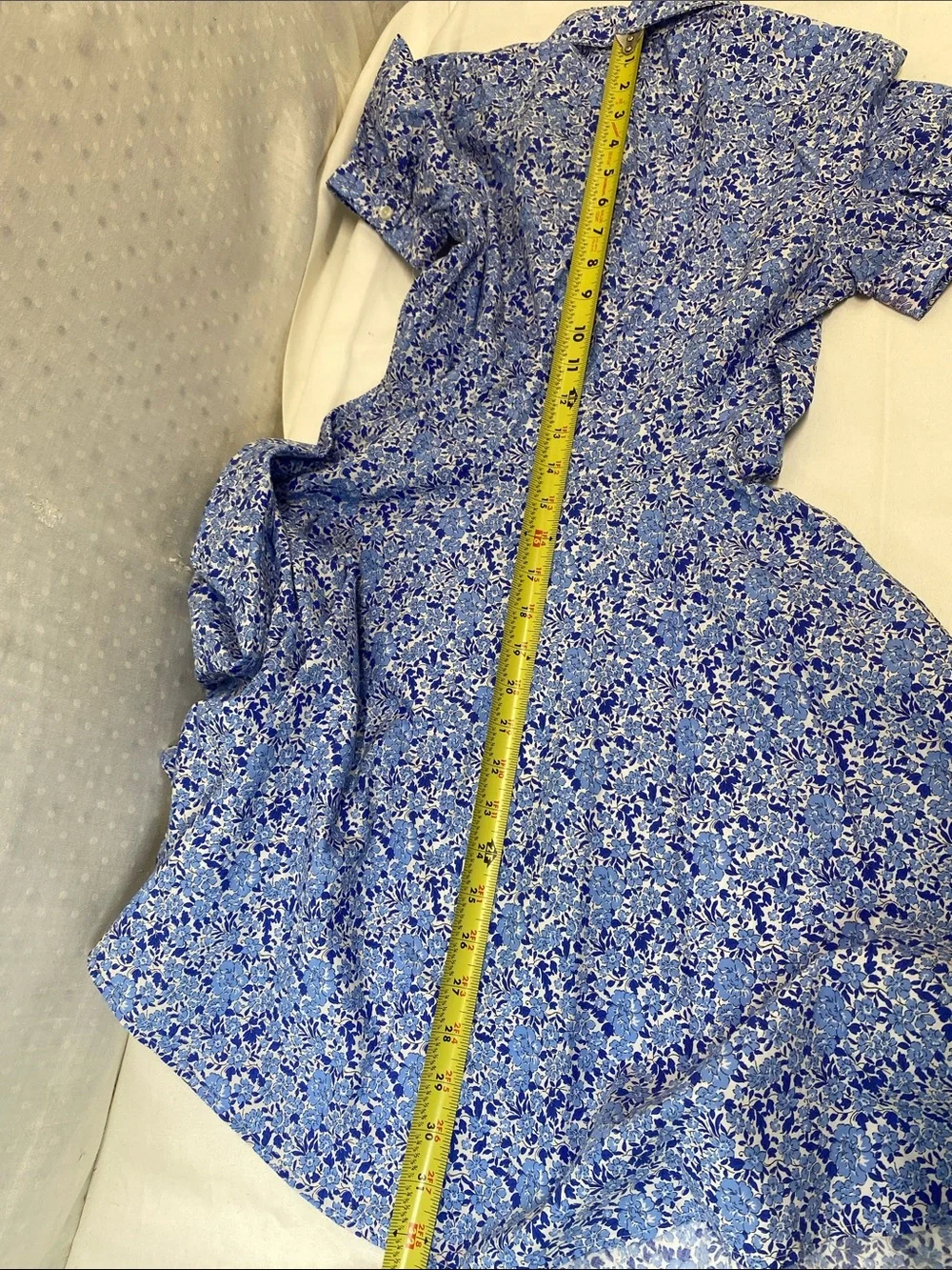 Ralph Lauren Blue Floral Preppy Ditzy Button-Front Shirt Dress New W/Flaws